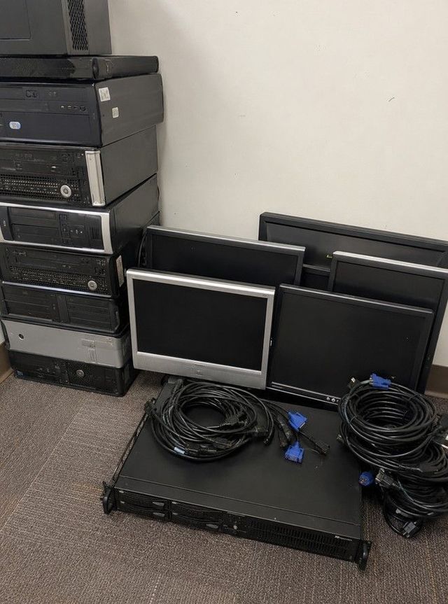 IT equipment collected for secure data destruction during an office clearance in Cardiff