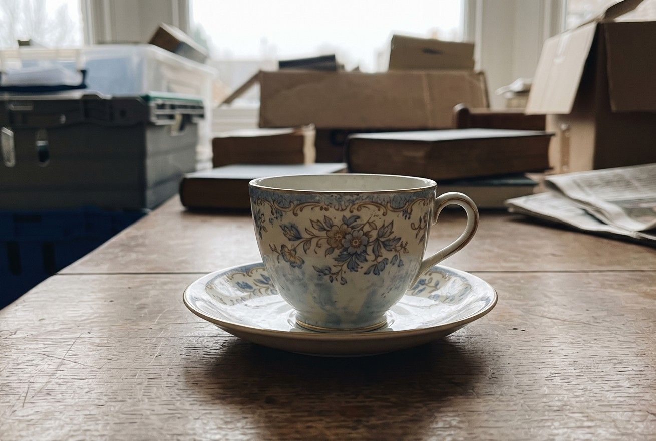 Living room cleared after bereavement house clearance in Cardiff