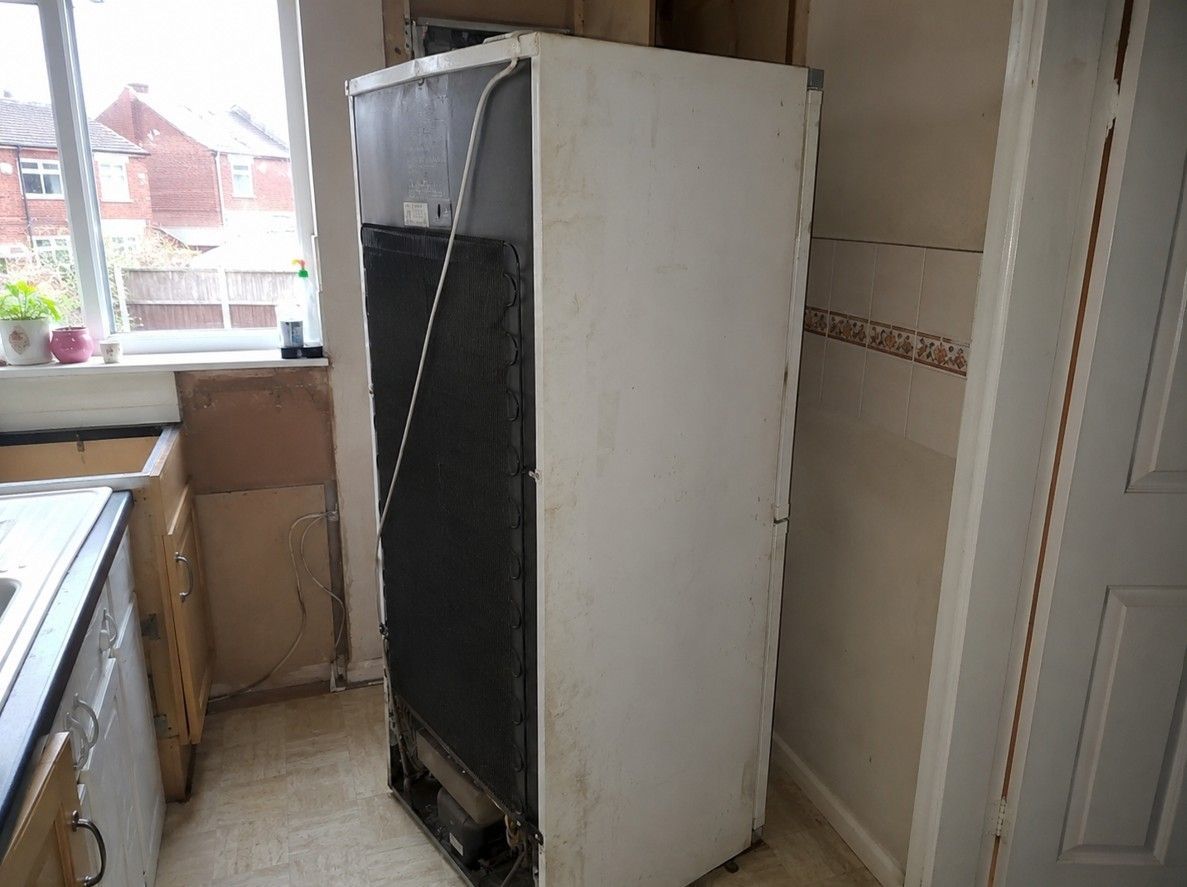 Upright fridge freezer - ready for removal by J&Z House Clearance Cardiff