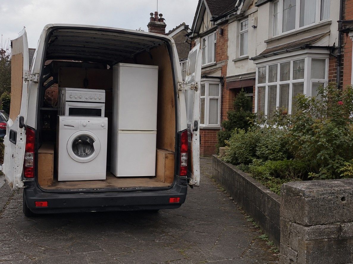 Van loaded with white goods collected in Cardiff by J&Z House Clearance