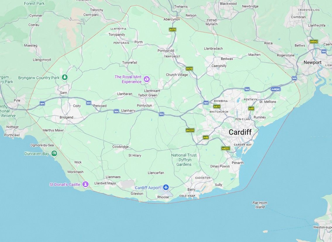 Map showing the service areas covered by J&Z House Clearance