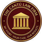 The Cant&uacute; Law Firm logo: a gold courthouse icon within a maroon and gold circular frame; "The Cant&uacute; Law Firm" and tagline, "My Story. Your Case. Our Results."