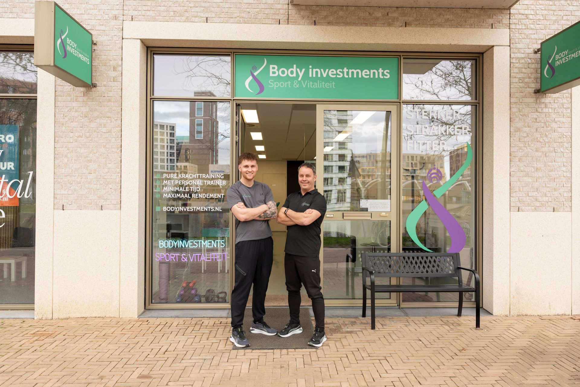 Personal trainers Tim en Eric van Dooren voor de studio van Body Investments in Den Bosch
