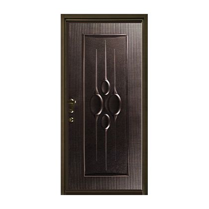 A brown door with a design on it on a white background.