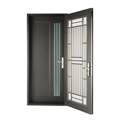 It is a 3d model of a door with a screen on it.