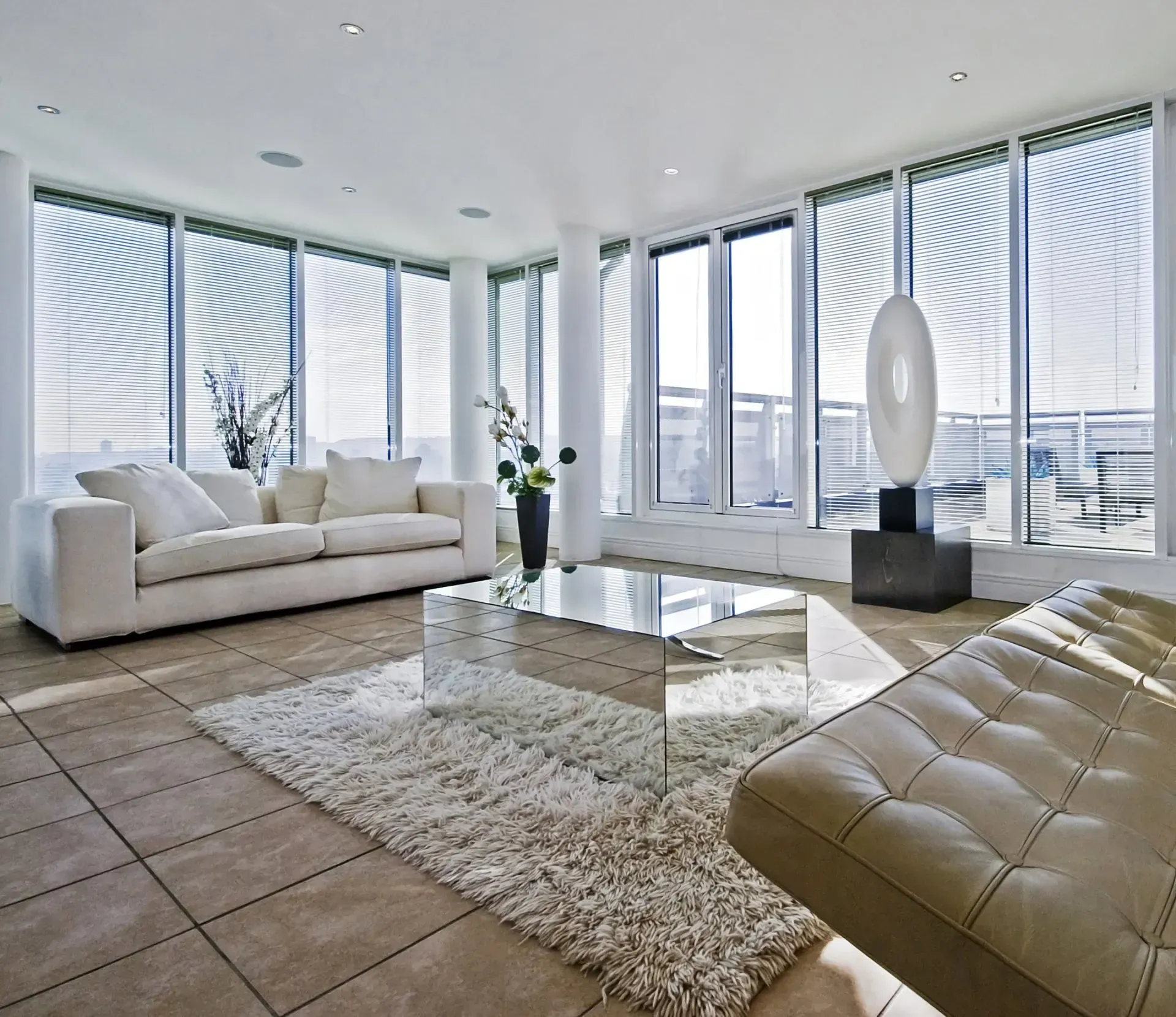 A living room with a couch and a coffee table