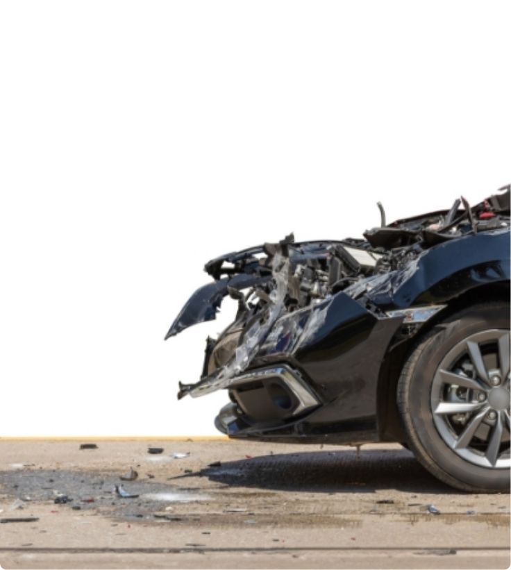 Car with a Destroyed Frontend after an accident