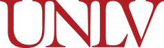 White “UNLV” letters on a red background