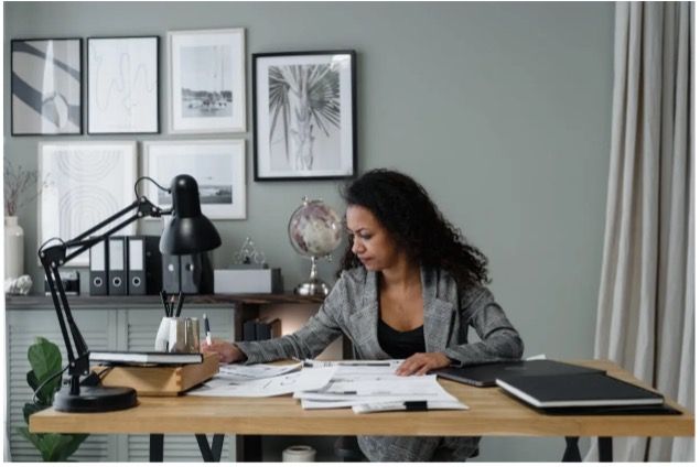 California appellate attorney in law office with legal brief