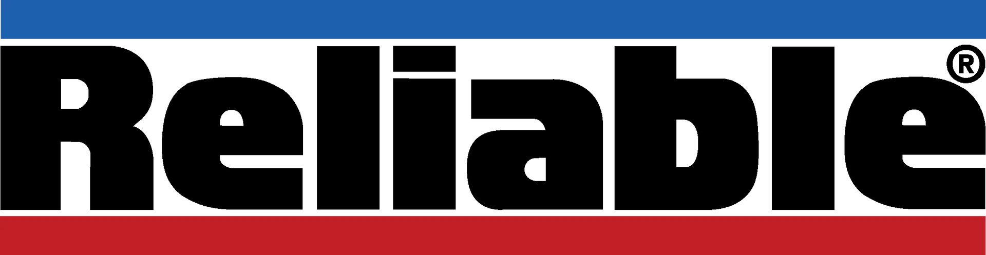 The Reliable logo with black text on a blue and red background.