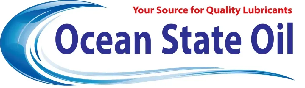 Logo for Ocean State Oil, with blue ocean wave design and text in blue and red.