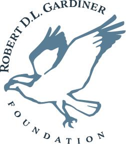 Logo of the Robert D.L. Gardiner Foundation featuring a blue, stylized illustration of an osprey in flight.