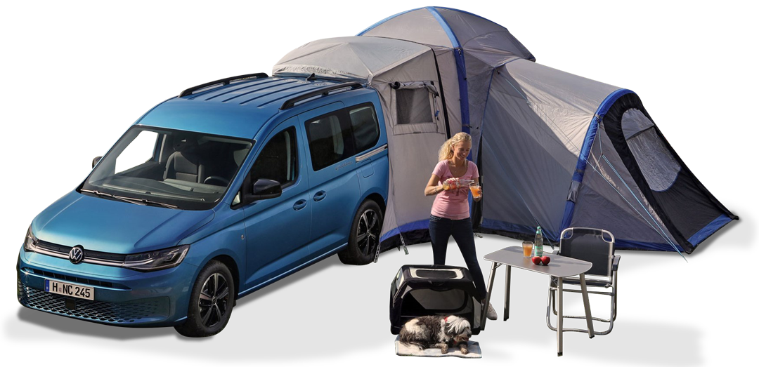 Hire the VW Caddy California from Breeze Campers Includes Tent