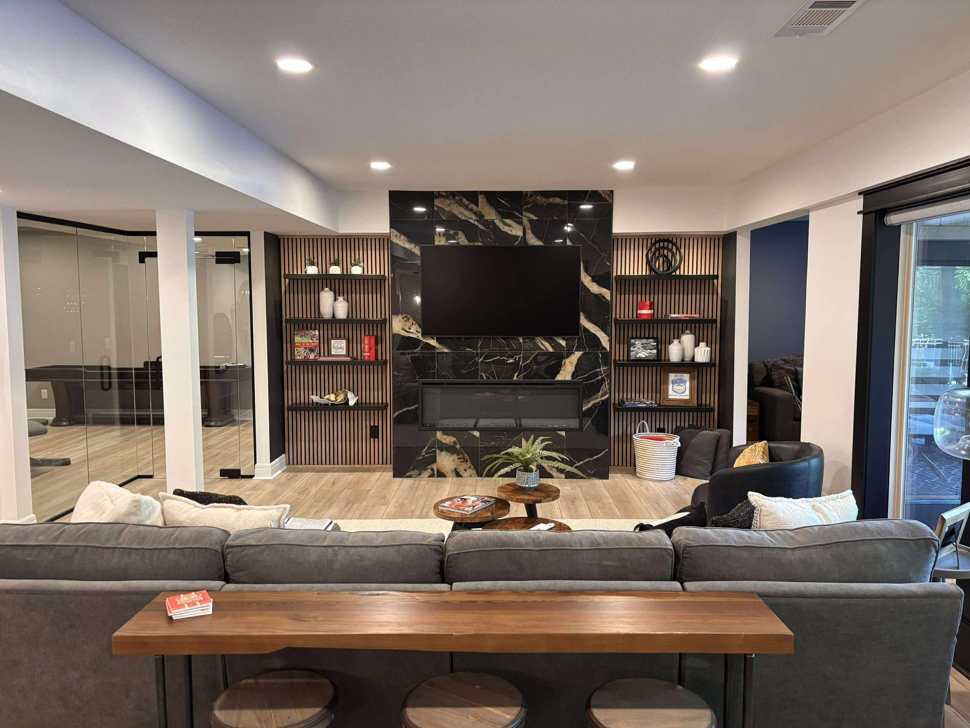 Basement wine cellar and tasting room in a luxury Johnson County home