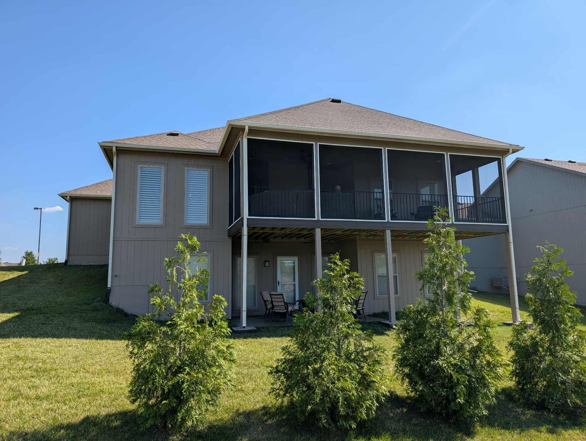 Near covered screened in back deck in Parkville Missouri