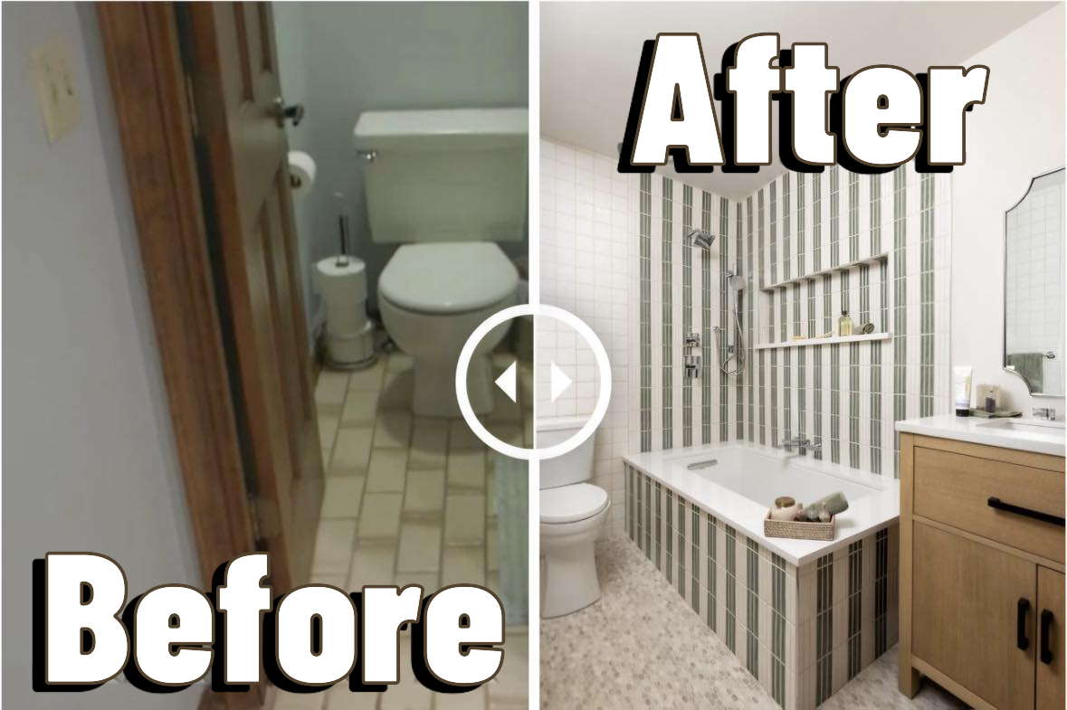 Before and after bathroom remodel in Lenexa Kansas