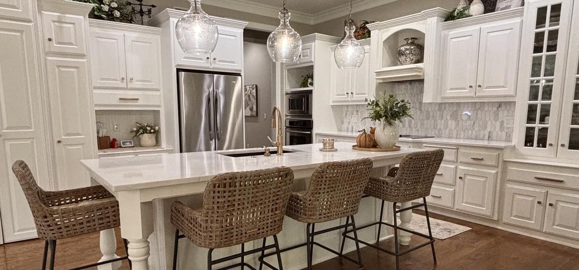 Custom white kitchen cabinets in Leawood.
