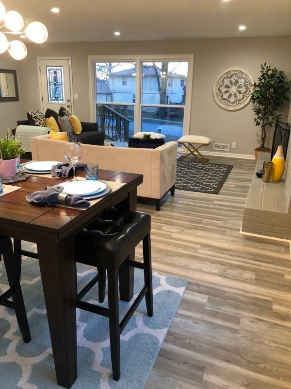 Modern living room staging in Overland Park.