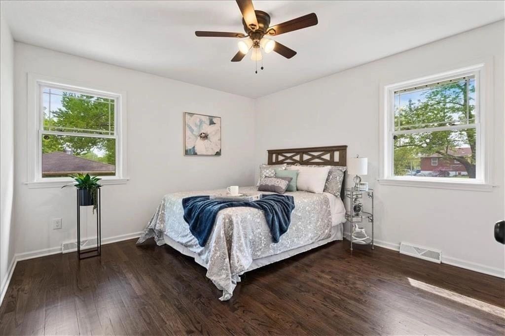 Luxury master bedroom staging in Olathe.