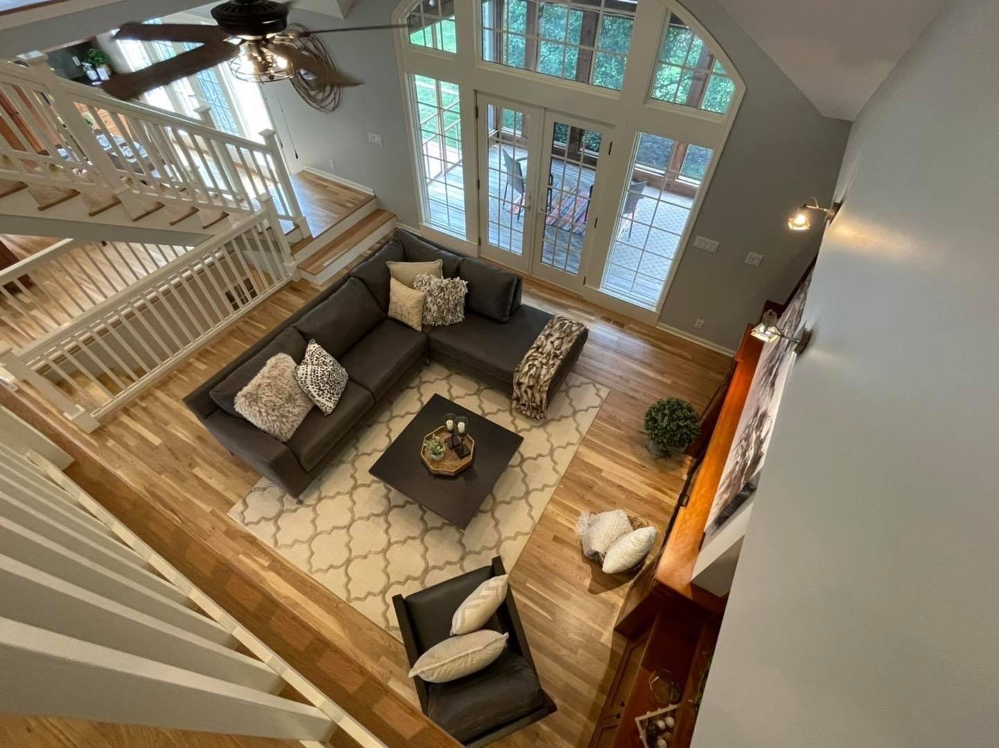top down view of recently renovated living room