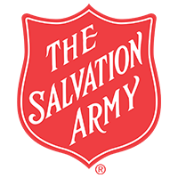 Red shield logo for The Salvation Army; white text.