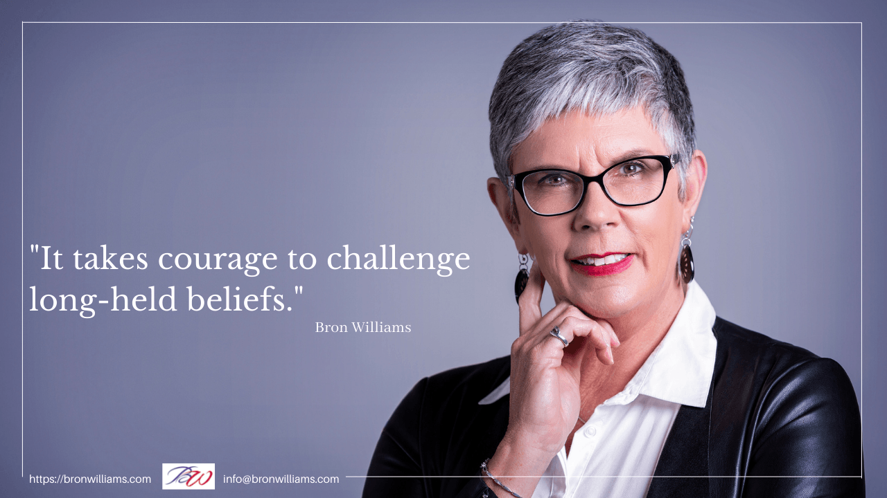 Woman with glasses and short gray hair. Quote: 