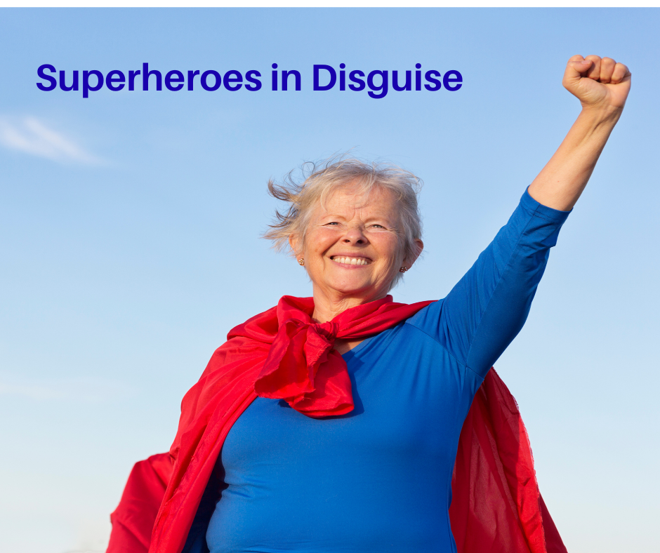Superhero in a purple outfit and mask, standing on a purple background. Title reads: