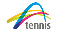 Colorful arched logo over the word