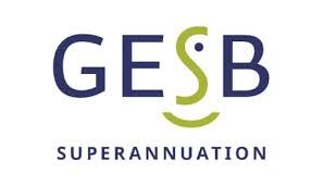 GESB Superannuation logo with dark blue text and green elements.