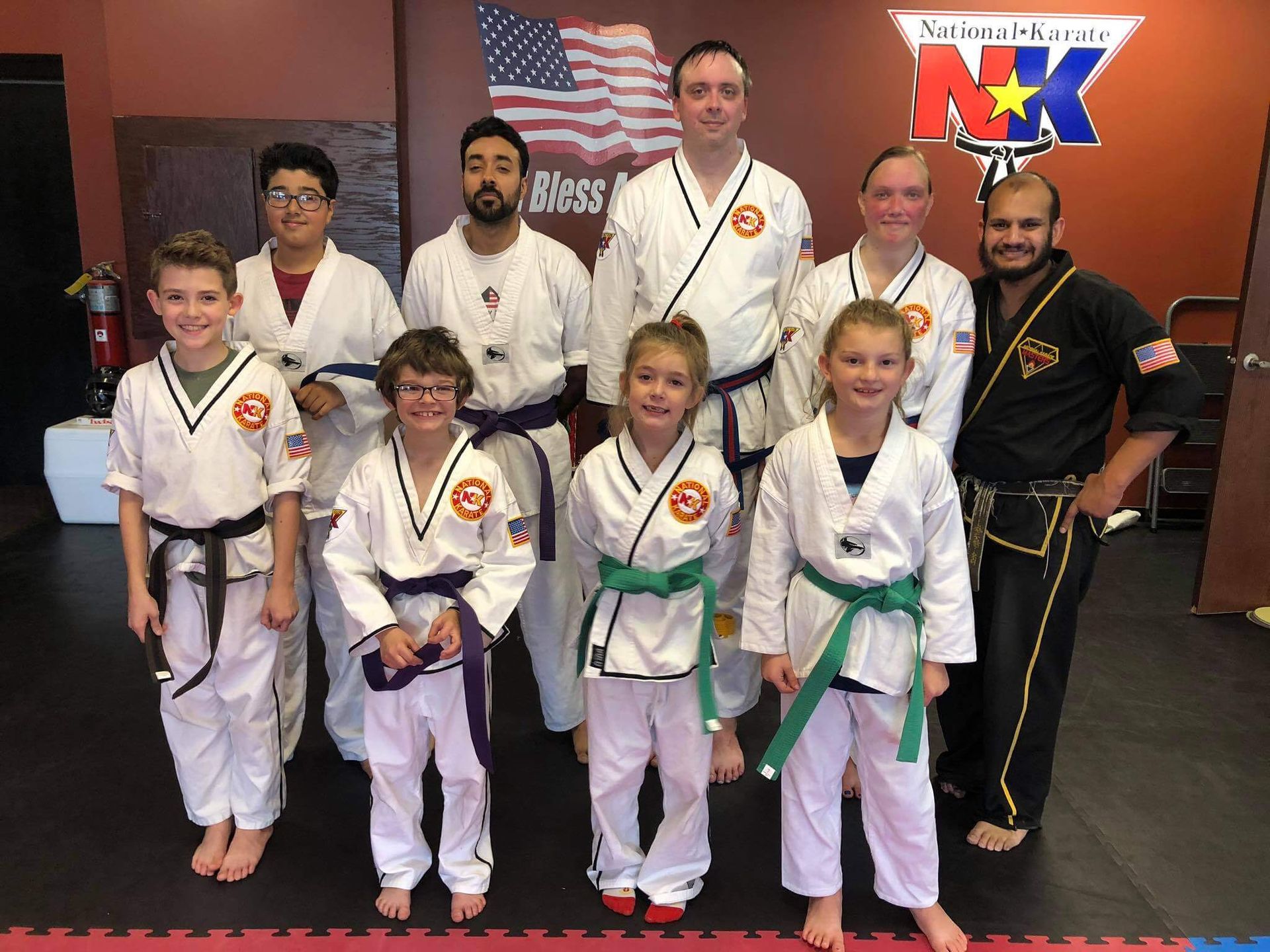 Kids practicing Youth Karate drills at Wisconsin National Karate in New Berlin, WI, building focus and leadership.