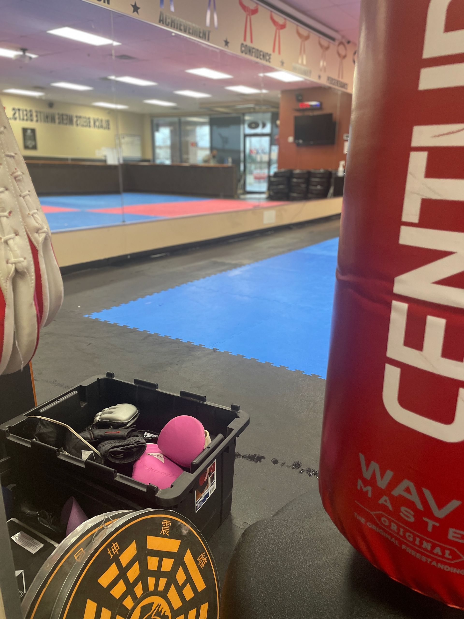 Kids practice Youth Karate drills at Wisconsin National Karate Kickboxing & Krav Maga in New Berlin, WI to stay active indoors.