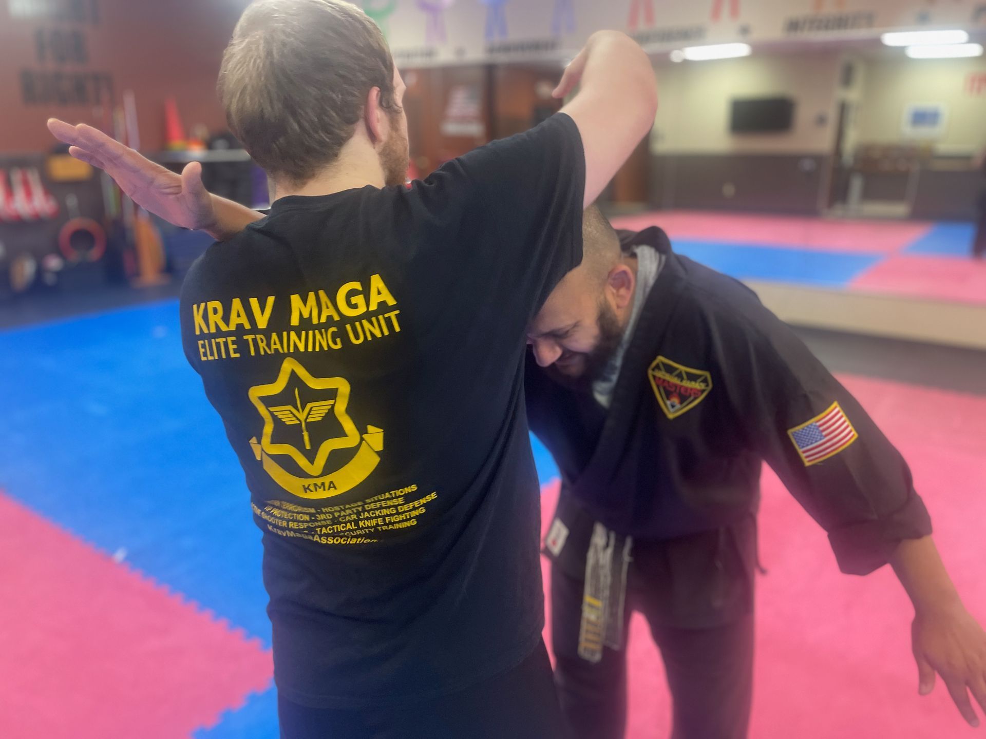 Adult students practicing Karate drills at Wisconsin National Karate in New Berlin, WI to build calm, lasting focus.