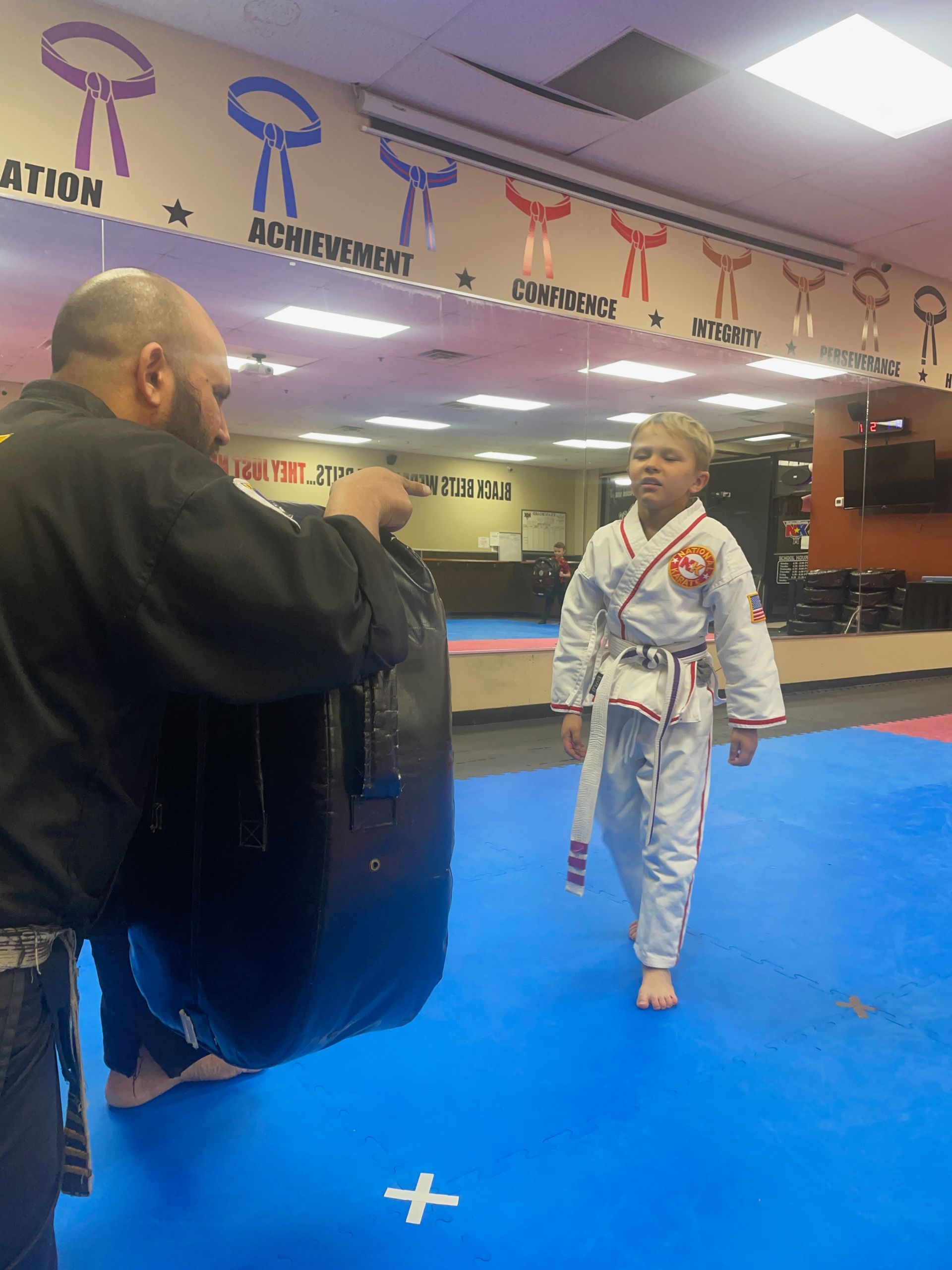 Kids practicing Youth Karate drills at Wisconsin National Karate Kickboxing & Krav Maga.