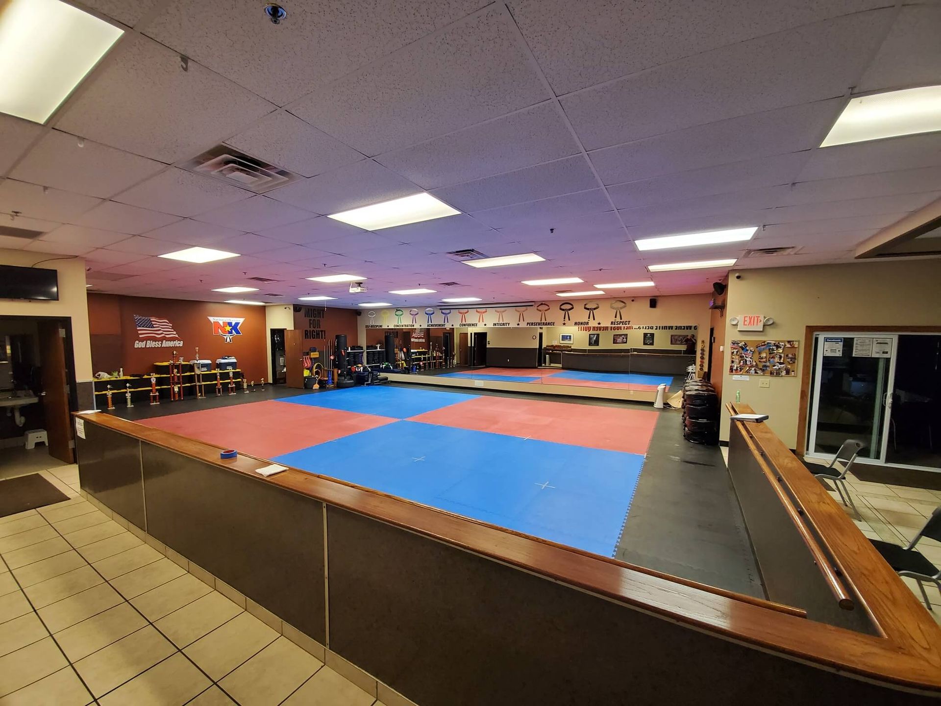 Kids practicing Youth Karate drills at Wisconsin National Karate Kickboxing & Krav Maga in New Berlin, WI, building confidence.