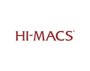 The hi-macs logo is on a white background.