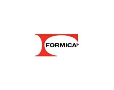 A red and white logo for formica on a white background