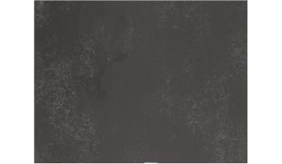 A close up of a black tile on a white background.