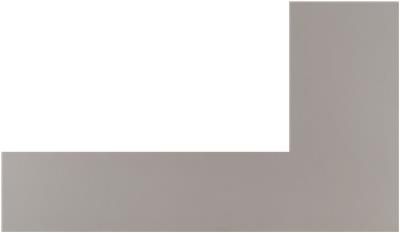 A gray l shaped piece of paper on a white background.