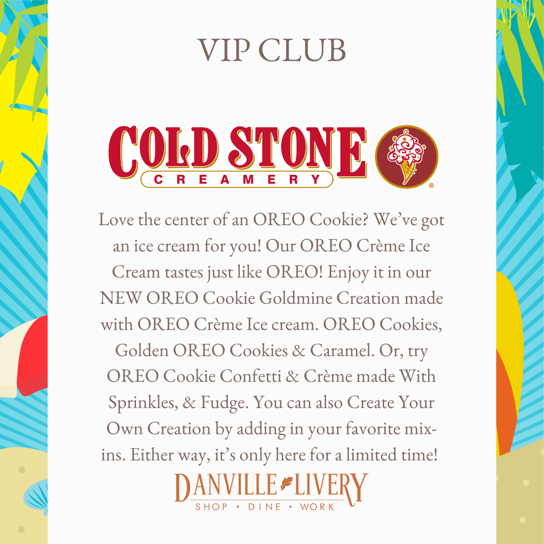 A poster for cold stone creamery with a colorful background.