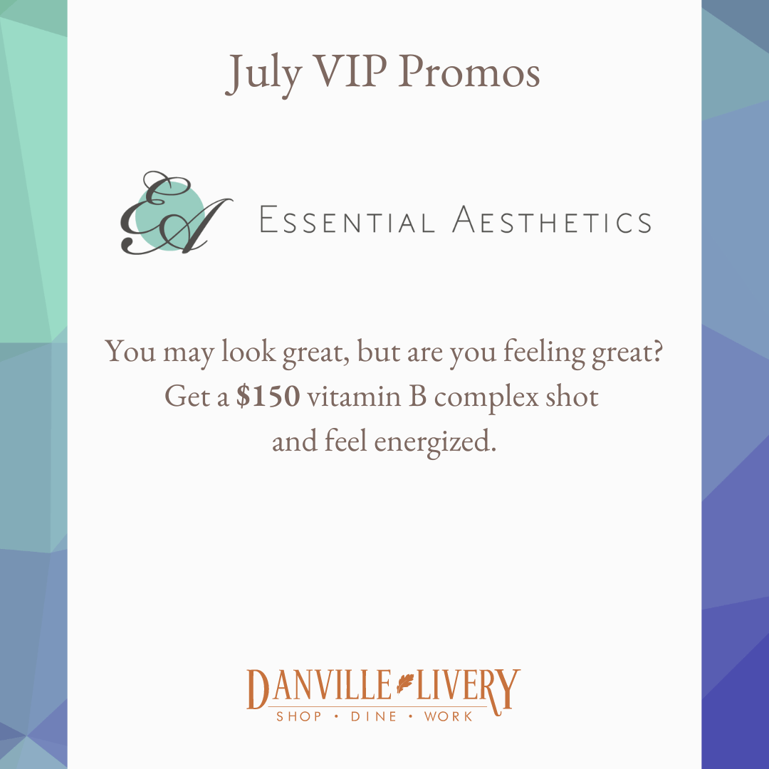 A poster for july vip promos for essential aesthetics