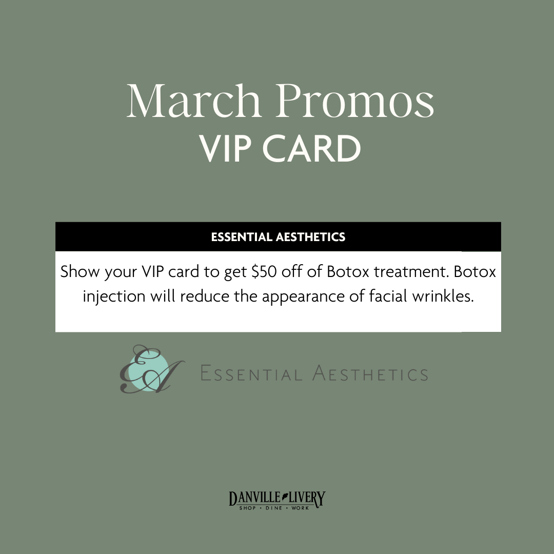 March promos vip card show your vip card to get $ 50 off of botox treatment.