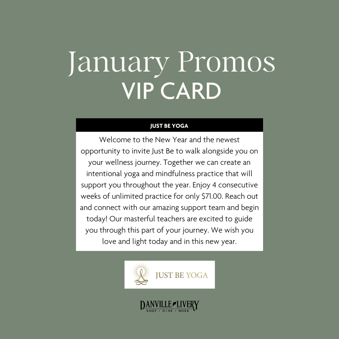A january promos vip card for a yoga studio