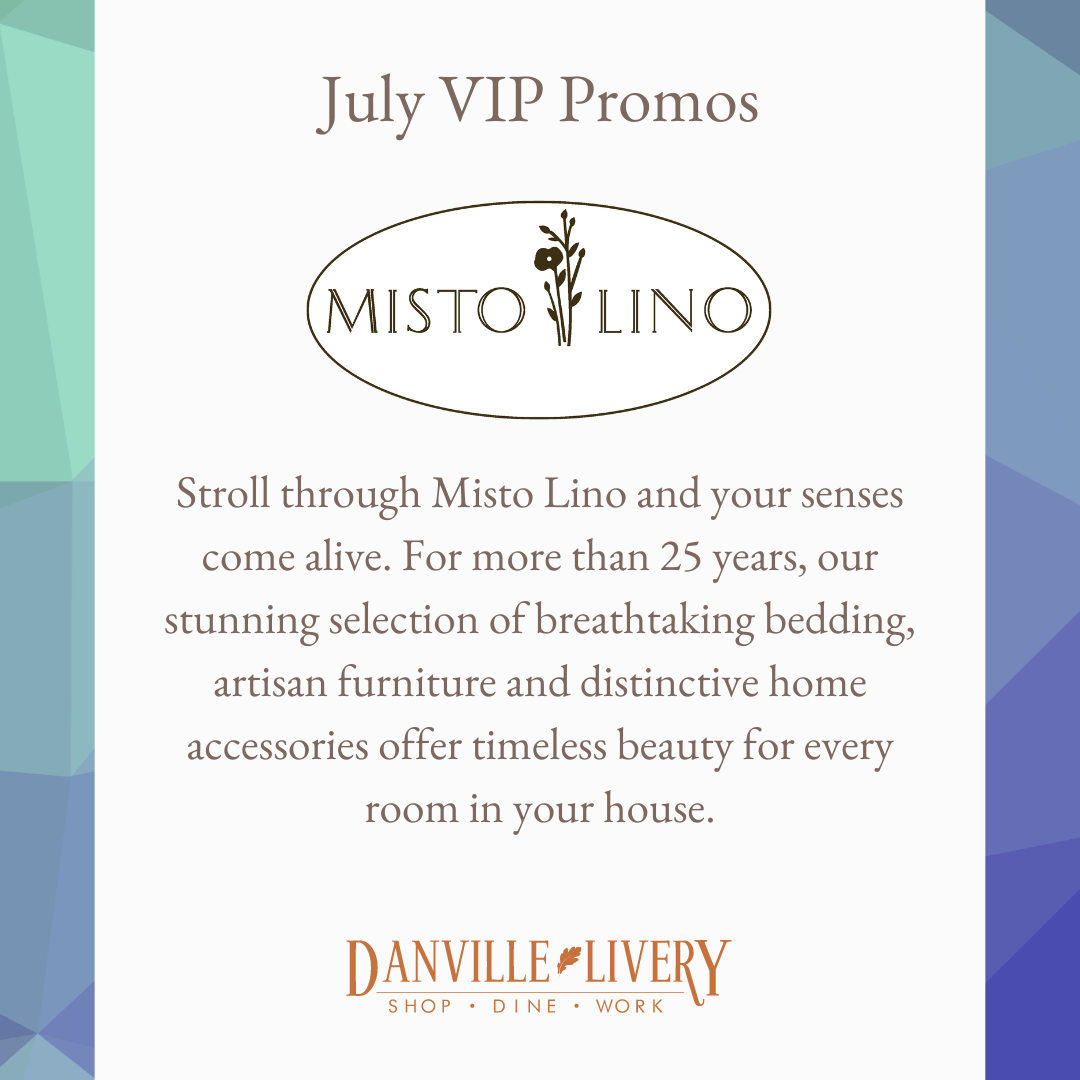 A poster for july vip promos for misto lino and your senses come alive.