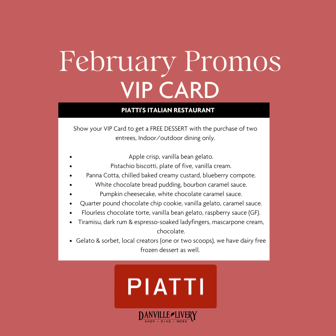 A february promos vip card for piatti restaurant