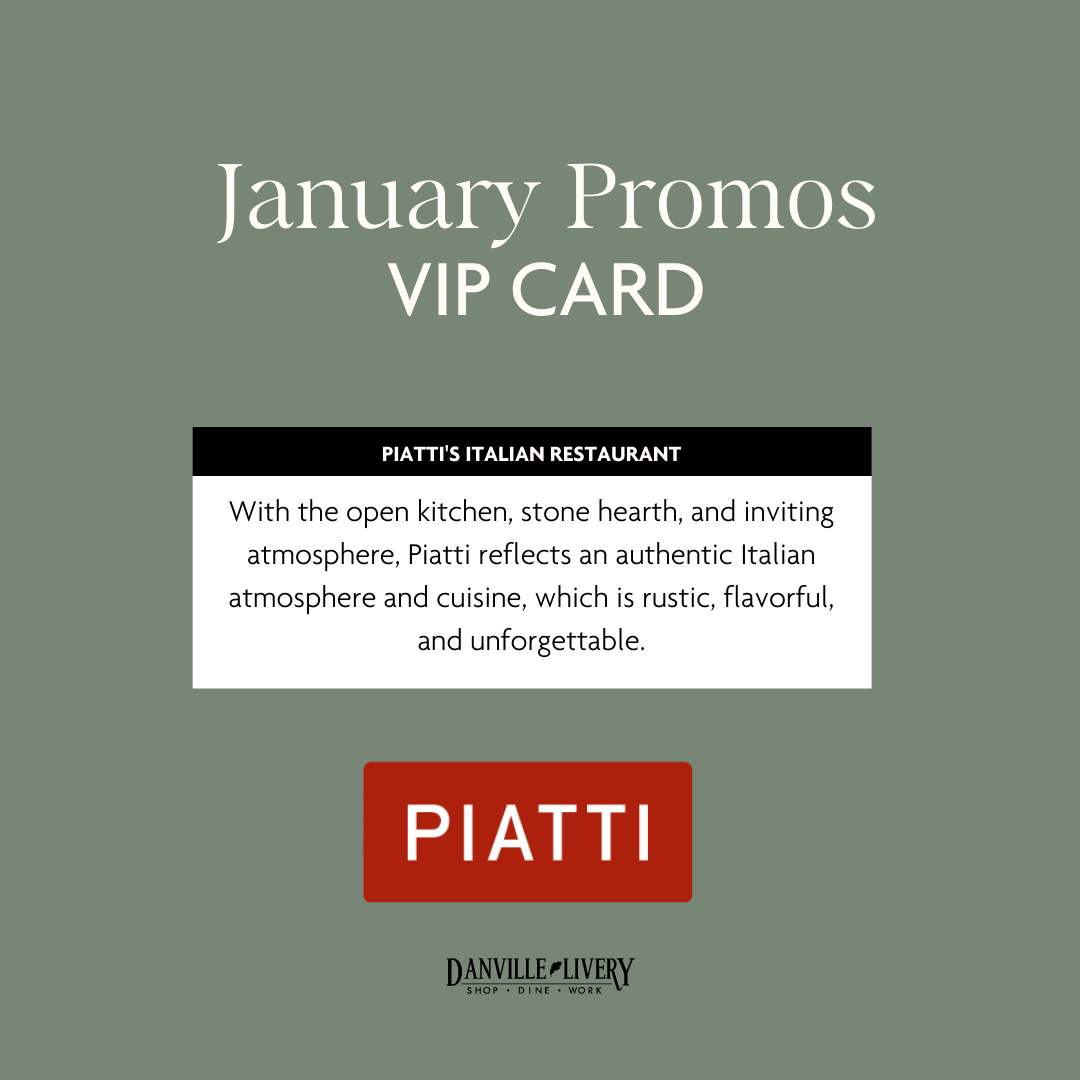 A january promos vip card for piatti italian restaurant