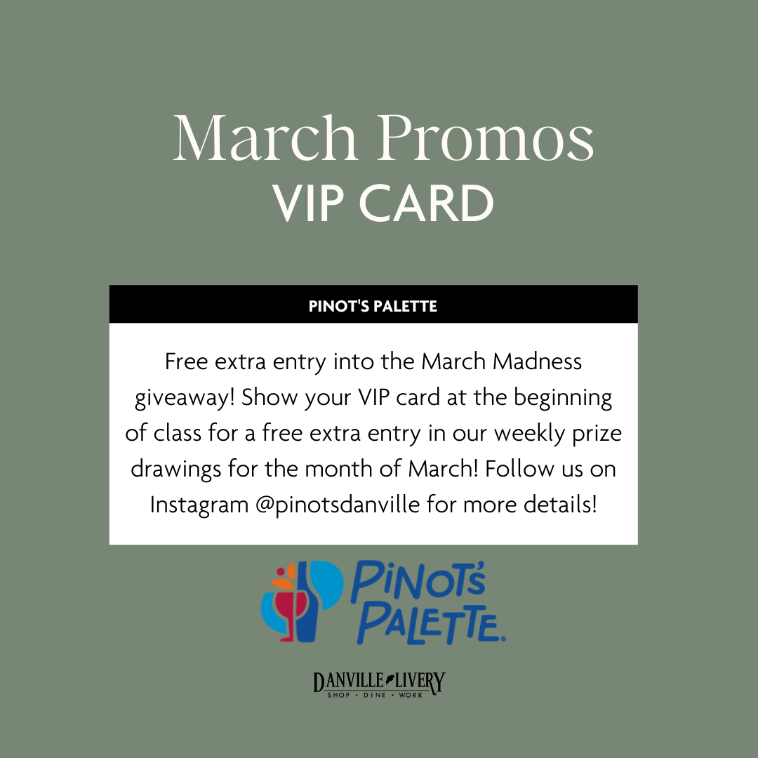 A march promos vip card from pinot 's palette