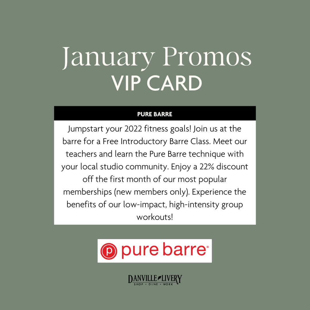 Pure barre is offering a january promos vip card.