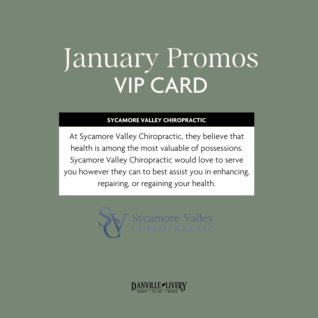 A january promos vip card from sycamore valley chiropractic