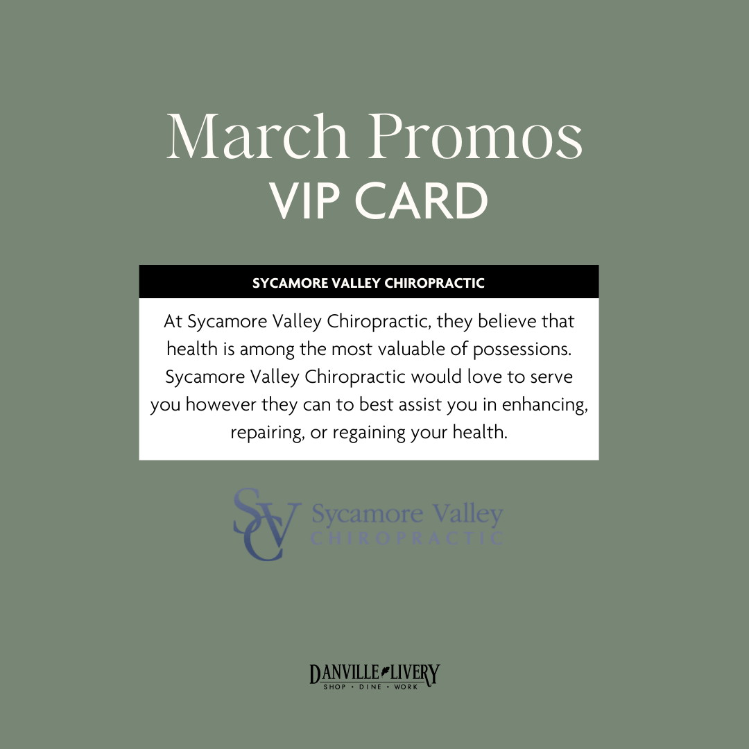 A march promos vip card from sycamore valley chiropractic