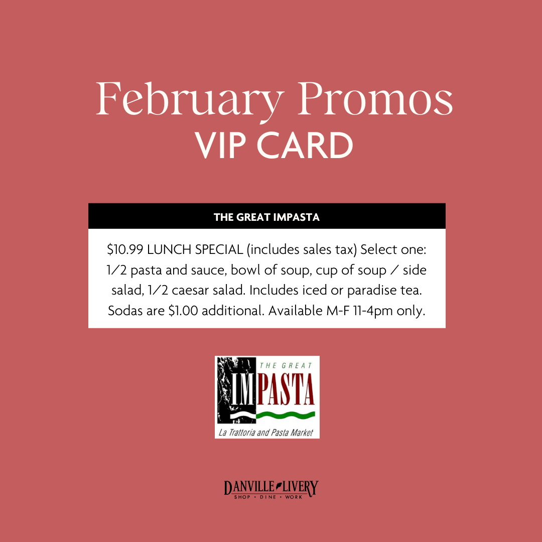 A february promos vip card for the great impasta